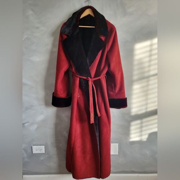 Baby Phat Faux Fur Collar & Liner Faux Suede Full Length Parka Trench Coat XL - Picture 1 of 16